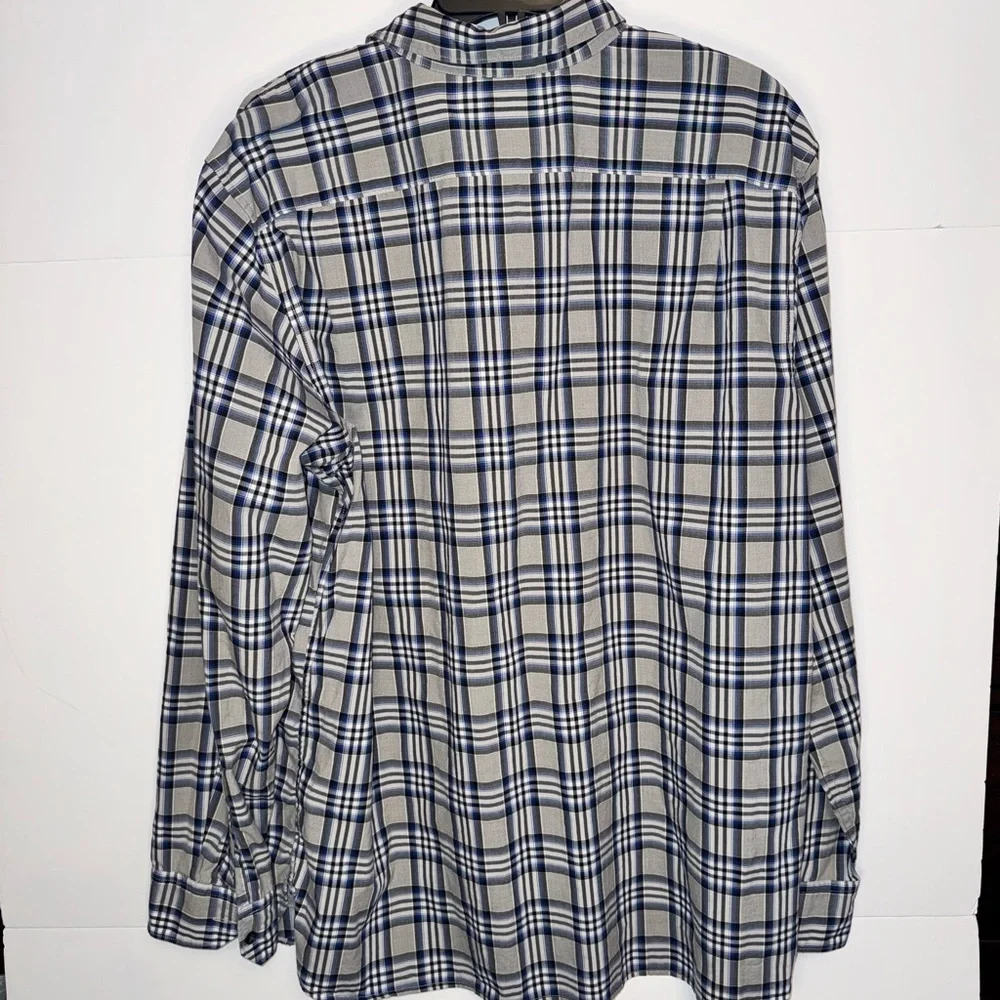Banana Republic Camden Fit Plaid Button Down Shirt XL Blue Gray Cotton